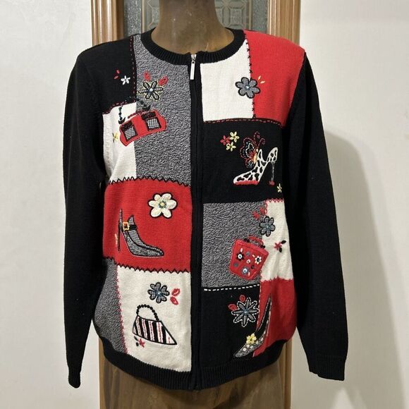 Alfred Dunner Vtg Sweater Zip Cardigan - Picture 1 of 11
